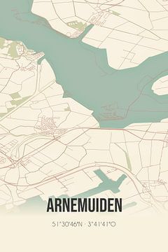 Vintage map of Arnemuiden (Zeeland) by Rezona