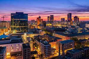 View over Rotterdam at sunset