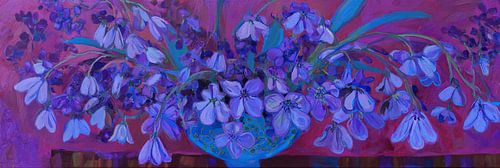 Weiße violette Blumen | Frühlingsblüte überall von Blumen Studio