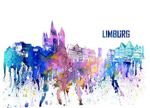 Limburg Hesse Germany Skyline Impressionistic Splash