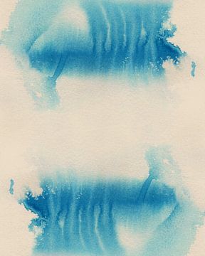 Abstract aquarel in blauw en wit. van Dina Dankers