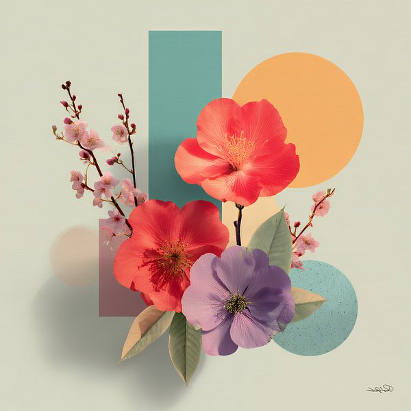 Abstrakt mit Blumen von Gelissen Artworks