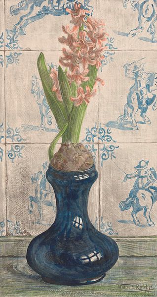 Hyazinthe auf einer Glasvase, Willem Roelofs (II), 1884 - 1931 von Meesterlijcke Meesters