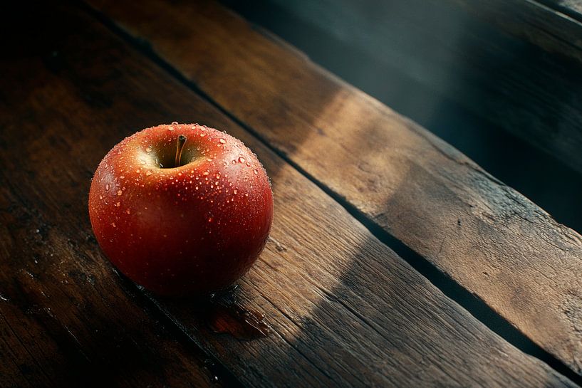 Frische Apfel auf Holz von Poster Art Shop