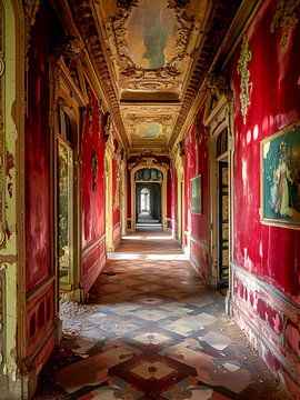 Lost place villa gang kamers rood licht griezelig van gm_designs