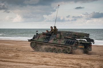 Tank on beach at scheveningen by Erik van 't Hof