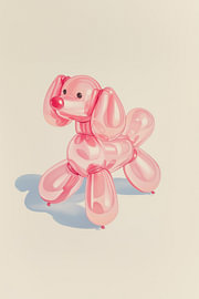 Pink Balloon Poodle by Melloi Art