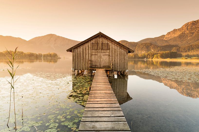 Boat hut at Kochelsee at sunrise, Bavaria, Germany by Markus Lange