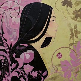 Femme élégante avec des fleurs sur Caprices d'Art