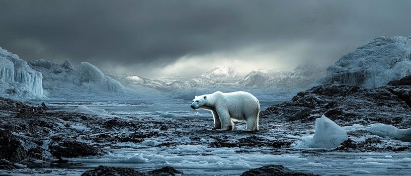 Icy landscape with polar bear by Poster Art Shop