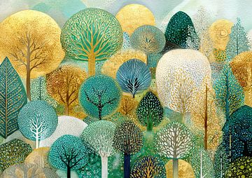 Colourful Forest | Golden Forest by Flower Studio