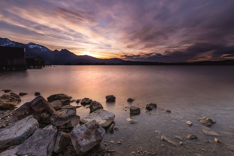 Zonsondergang bij het Kochelmeer van Christina Bauer Photos