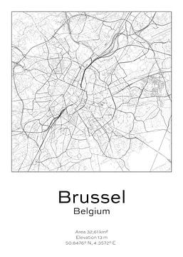 Stadskaart - België - Brussel van Ramon van Bedaf