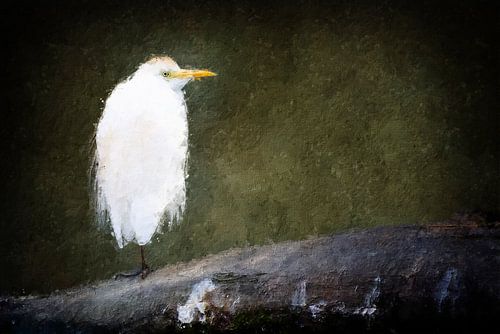 Koereiger op een boomstam (kunst)