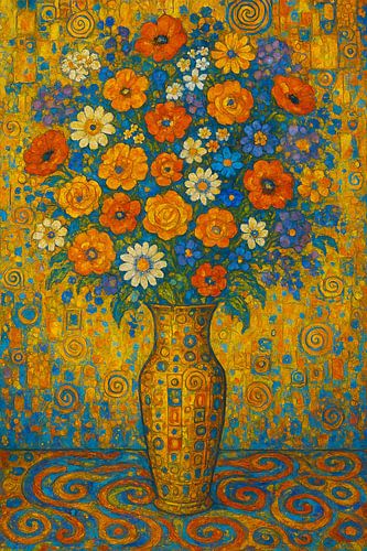 Bloemen in vaas schilderij