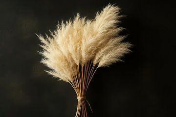 Plumes d'herbe de la pampa sur un mur mat sur Imperial Art House