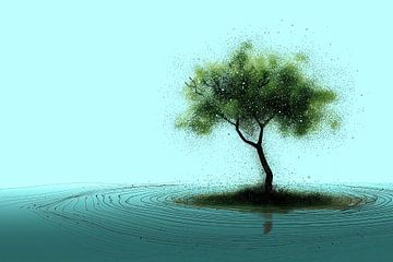 Lonely tree in the ocean by Frank Heinz