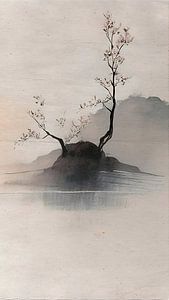 ZEN ART Triptychon (Teil 3): Neblige japanische Landschaft