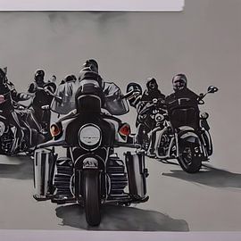 Bikers rijden op hun bikes van Renato Daub