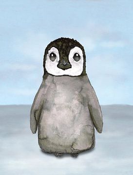 Cute emperor penguin chick by Bianca Wisseloo