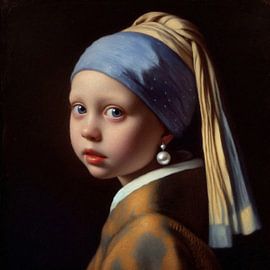 ein kleines Mädchen mit einer Perle von J.O. Han