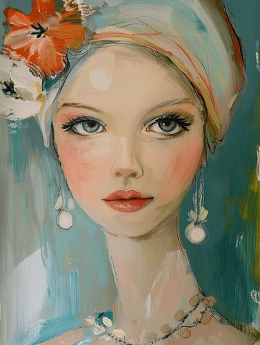 Portret in pastelkleuren, illustratie