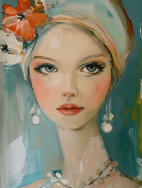 Portrait in pastel colours, illustration by Carla Van Iersel