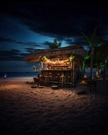 Beach bar at night