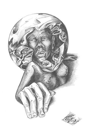 Wereldvisie - Unieke Kunstprint van enola cras