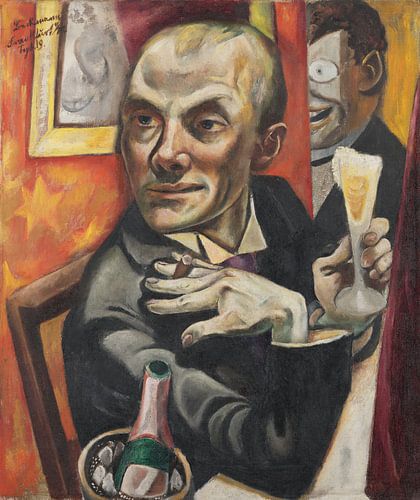 Self-Portrait with Champagne Glass, Max Beckmann