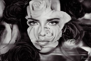Adriana Lima: Double Exposure Rosen (schwarz & weiß)