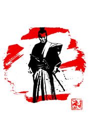 Samurai in rot und weiß