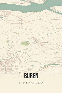 Vintage map of Buren (Gelderland) by Rezona
