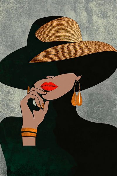 Elegantie in de schaduw: Stijlvolle dame van Poster Art Shop