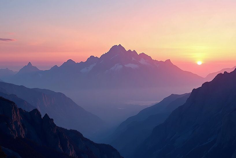 The majestic mountains of twilight by Wandbilder-Shop