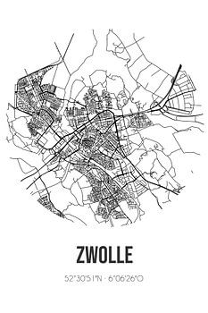 Zwolle (Overijssel) | Carte | Noir et blanc