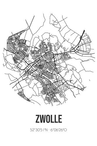 Zwolle (Overijssel) | Landkaart | Zwart-wit