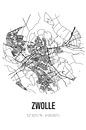 Zwolle (Overijssel) | Map | Black and white by MyCityPoster thumbnail