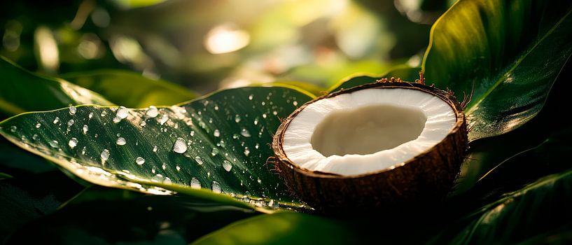 Coconut on wet leaf - natural purple by Poster Art Shop