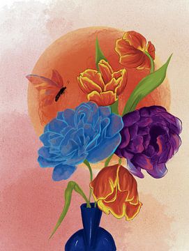 Boeket bloemen in de warme zon van Sara-Lena Möllenkamp