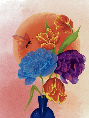 Bouquet of flowers in the warm sun