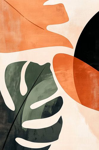 Feuilles et formes colorées