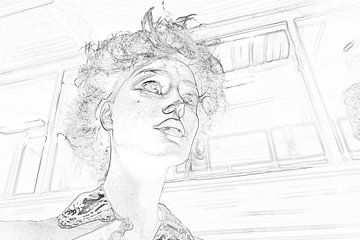 woman portrait on a platform artistic pencil look by Marcel Kieffer