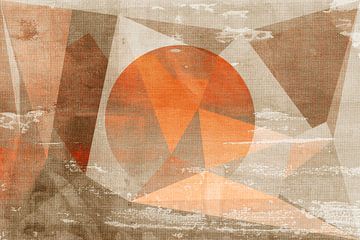 Zonsopgang. Wabi-sabi geometrisch landschap. van Dina Dankers