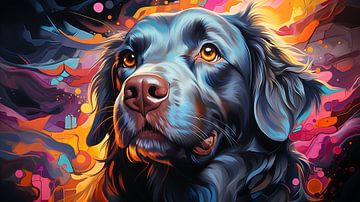 Porträt eines Gemäldes eines Golden Retriever-Hundes mit niedlichen Augen von Animaflora PicsStock