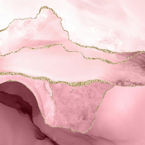 Blush & Goud Agaat Textuur 05 van Aloke Design