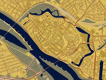 Kaart van het centrum van Deventer in de stijl van Gustav Klimt van Maporia