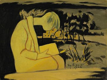Léon Spilliaert - Jong meisje in het geel, lezend (1927) van Peter Balan