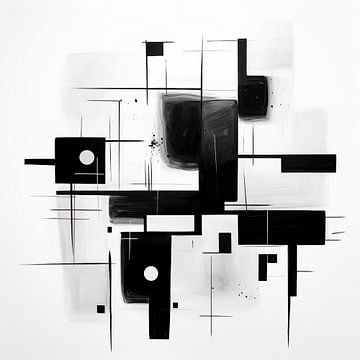 Modern shapes abstract box black and white by The Xclusive Art