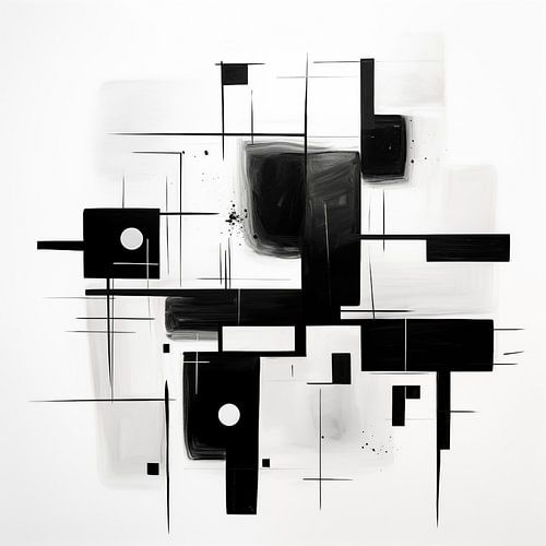 Modern shapes abstract box black and white